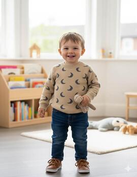 Jersey Lil'Atelier Beige Estampado Lunas Para Niña