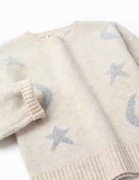 Jersey Zippy Estrella Beige Para Niña