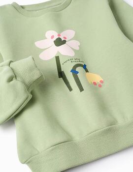 Sudadera Zippy Flor Verde Para Niña