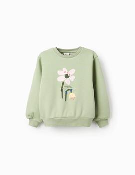Sudadera Zippy Flor Verde Para Niña