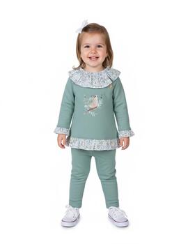 Conj Popys Pajarito Verde Para Bebé