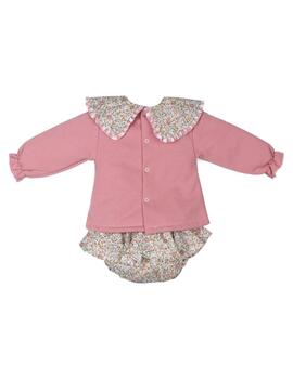 Conj Popys Cuellos Flores Rosa Para Bebé
