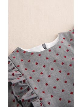 Vestido Dadati Corazones Gris Para Niña