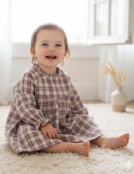 Vestido Dadati Cuadros Lila Para Bebé