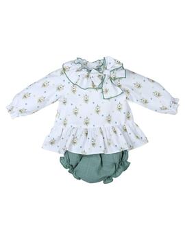 Conj Popys Ositos Verde Para Bebé