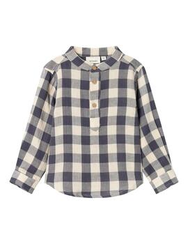 Camisa Lil Atelier Cuadros Azul Para Niño