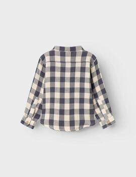 Camisa Lil Atelier Cuadros Azul Para Niño