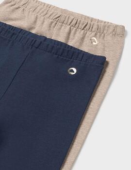 Set 2Leggings Basicos Marino Y Beige Para Bebè