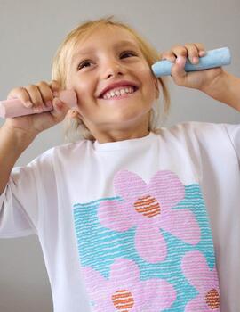 Camiseta Mayoral 3016 Blanco Lila Para Niña