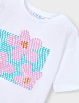 Camiseta Mayoral 3016 Blanco Lila Para Niña