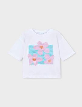 Camiseta Mayoral 3016 Blanco Lila Para Niña