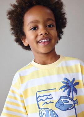 Camiseta Mayoral m/c Rayas Estampadas Lemon 3082 Niño