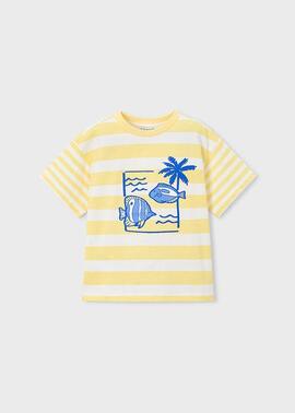 Camiseta Mayoral m/c Rayas Estampadas Lemon 3082 Niño