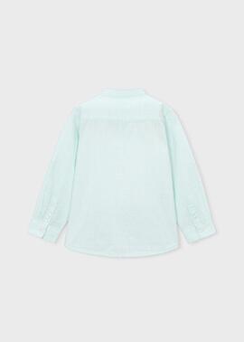 Camisa Mayoral m/l c/mao rayas Menta 3121  Niño