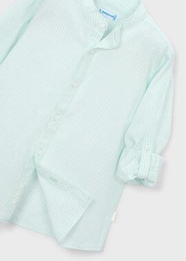 Camisa Mayoral m/l c/mao rayas Menta 3121  Niño