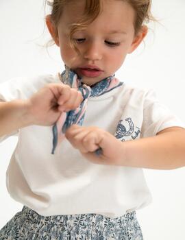 Camiseta Mayoral m/c Pañuelo Hueso-Celeste 3009 Ni