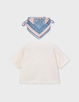 Camiseta Mayoral m/c Pañuelo Hueso-Celeste 3009 Ni