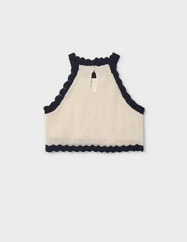 Top Mayoral Tricot Flores Hueso-Negro 6021 Niña