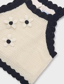 Top Mayoral Tricot Flores Hueso-Negro 6021 Niña