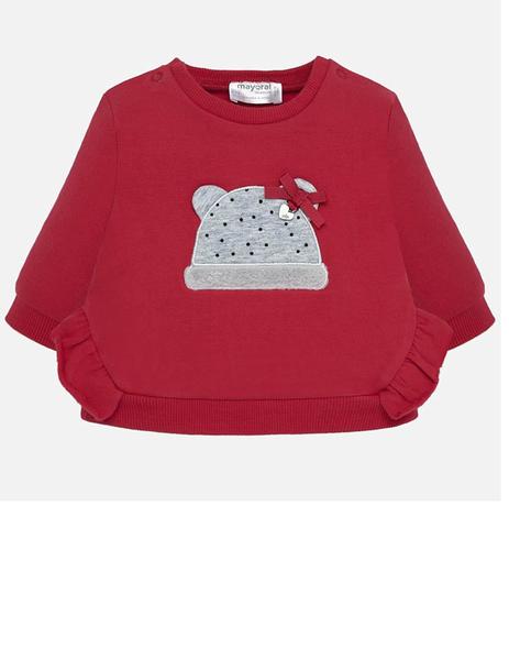 Pullover Mayoral Roja Aplique Volantes Bebé Niña