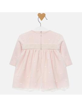 Vestido Mayoral Tul Bordado Rosa Para Bebe Niña