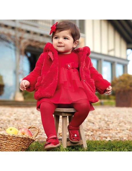 Vestido Terciopelo Tul Rojo Para Niña