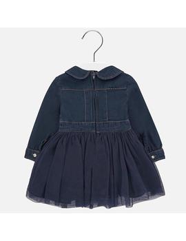 Vestido Mayoral Denim Bordado Marino Para Niña