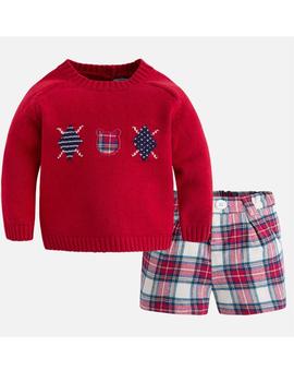 Conjunto De Jersey Pantalón Rojo Bebe Niño Mayoral