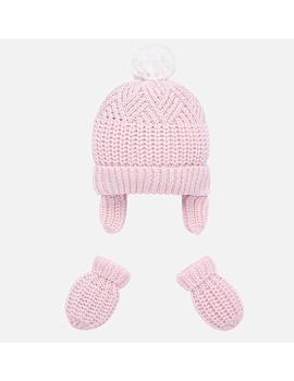 Conj. Gorro Manoplas Mayoral Rosa Para Bebe Niña