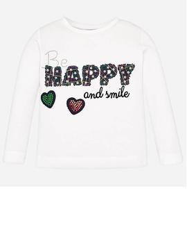 Camiseta M/l 'happy' Crudo Para Niña
