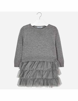 Vestido Tricot Plumas Gris Niña Mayoral