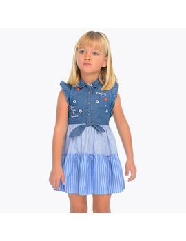 Vestido Mayoral Combinado Tejano Para Niña