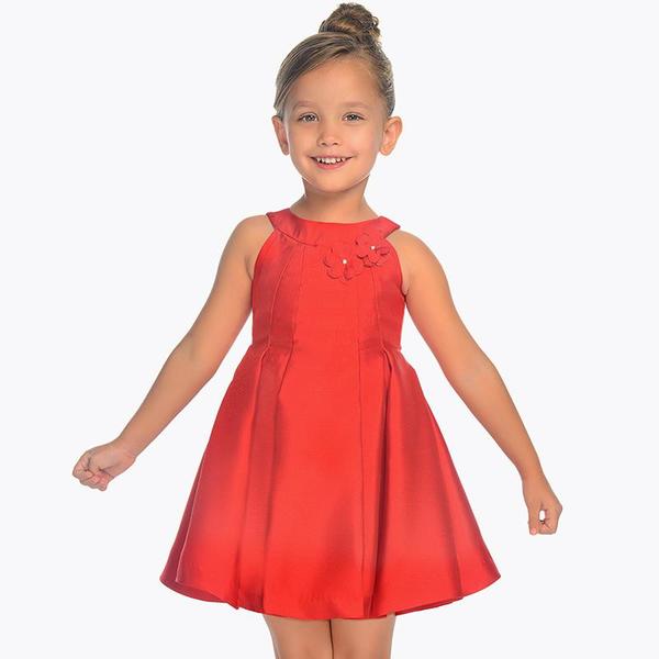 Vestido Tafetan Rojo Para Niña