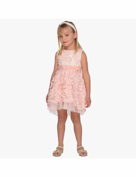 Vestido Mayoral Tul Flores 3d Rosa Para Niña