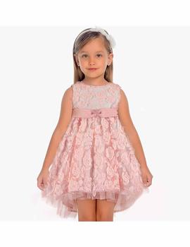 Vestido Mayoral Tul Flores 3d Rosa Para Niña