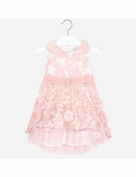Vestido Mayoral Tul Flores 3d Rosa Para Niña