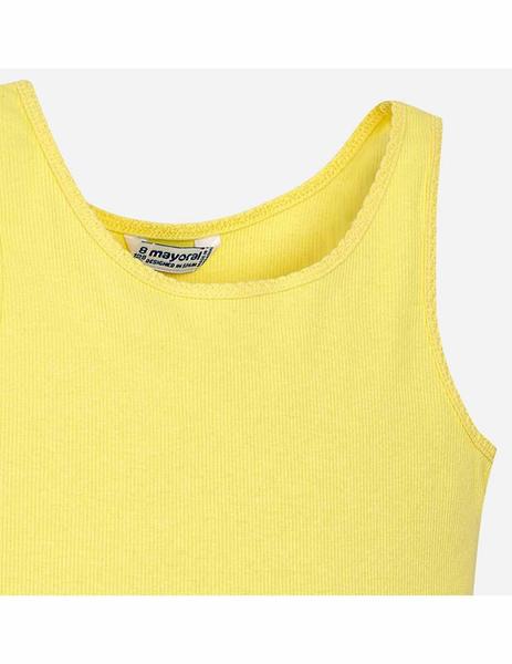 Niña Camiseta Punto Canalé Liso Amarillo