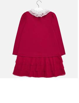 Vestido Mayoral Punto Combinado Rojo Para Niña