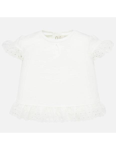 Camiseta Mayoral Manga Corta Volantes Blanca Ni a
