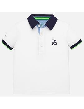 Polo Mayoral Liso Con Bordados Blanco Bebe Niño
