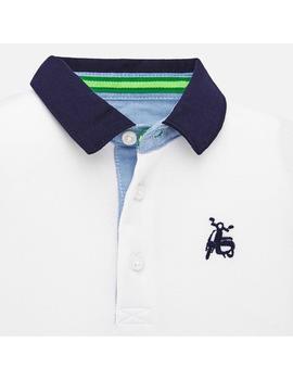 Polo Mayoral Liso Con Bordados Blanco Bebe Niño