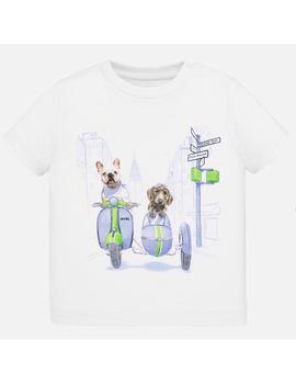 Camiseta Mayoral Vespa Perritos Blanca Bebe Niño