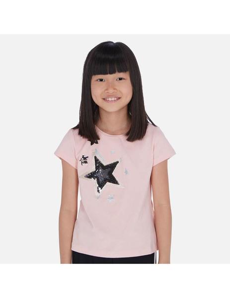 Camiseta Mayoral Estrellas Lentejuela Rosa Niña