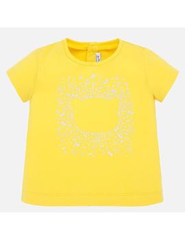 Camiseta Mayoral M/C Gatita Amarilla  Bebe Niña