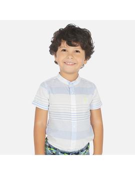 Camisa Mayoral M/C Rayas Azul Para Mini Niño