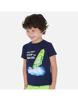 Camiseta Mayoral M/C Waves Marino Mini Niño