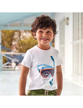 Camiseta Mayoral Snorkel Blanca Para Mini Niño